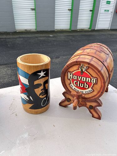 Pair: Wooden Barrel Decanter with Stand & Spigot and Wooden Tankard - ebn (1 of 14)