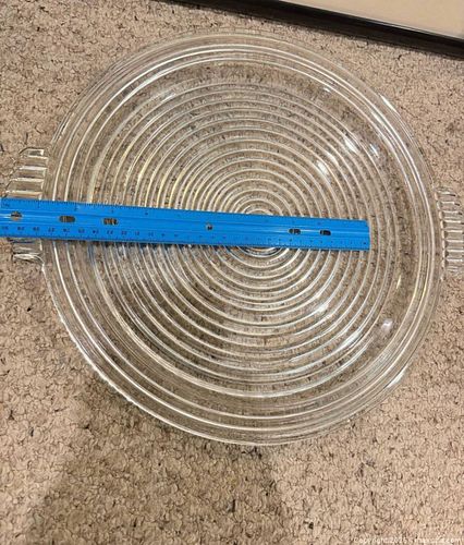 15” Crystal ribbed plate w handles  (1 of 5)