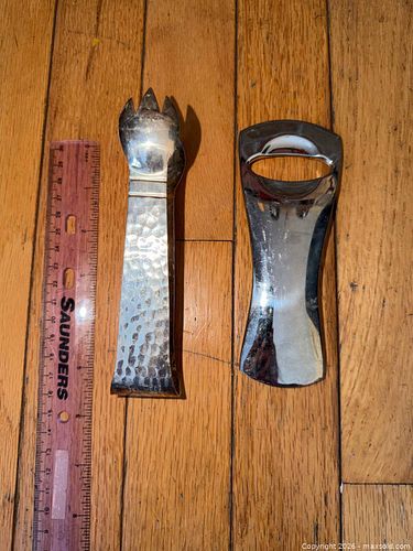 Lot of silver bar ware tongs for ice & opener  (1 of 4)
