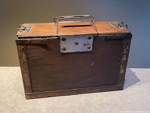 Vintage Rustic Wooden Tool Box with Metal Reinforcements (1 of 9)