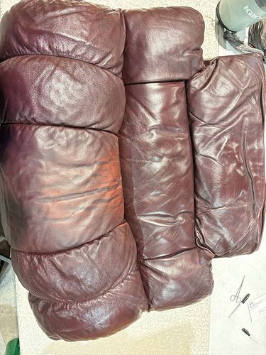 Genuine Leather Burgundy Recliner Chair — Single Seat (1 of 4)