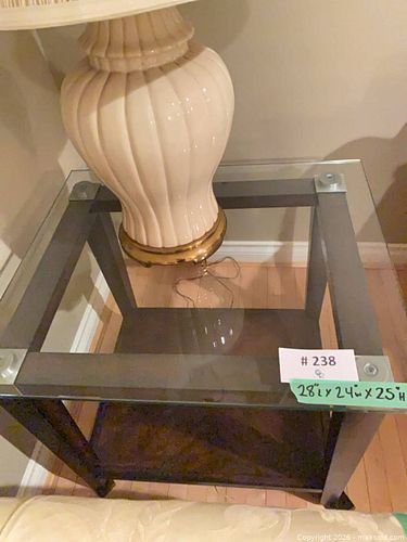 Dark Wood & Glass Side Table (1 of 7)