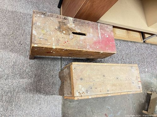 Pair of Solid Wood Work/Utility Benches, Medium, Natural Finish (1 of 3)