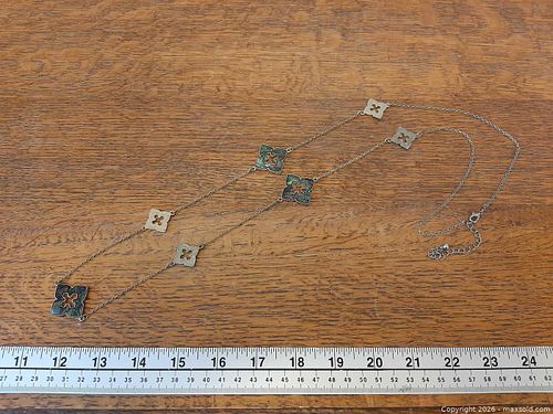 Multi-clover station necklace with abalone shell inlays (1 of 6)