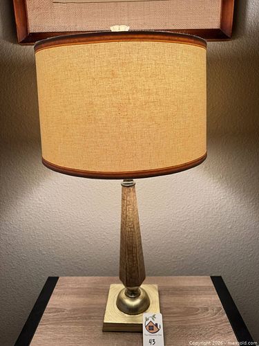 Traditional Drum Shade Table Lamp with Wood Base & Brass Finish (1 of 3)