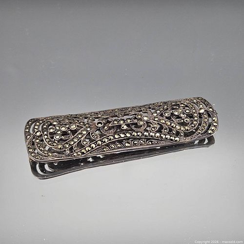 Vintage Silver-Tone Marcasite Brooch / Pin, 3–4 in (1 of 5)