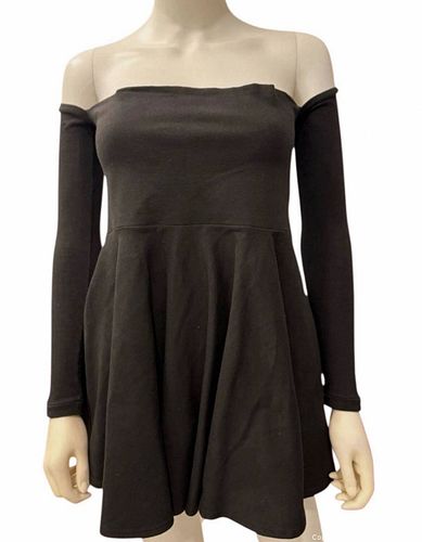 Vintage Women’s Isaia NYC Black Cotton Off the Shoulder Dress - Size M (1 of 4)