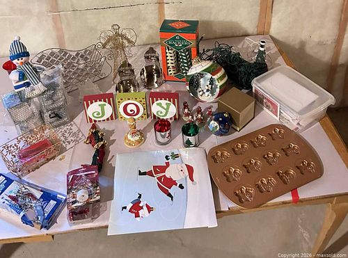 Mixed Christmas Decorations Lot: Ornaments, Lights, Tabletop Figurines (1 of 5)