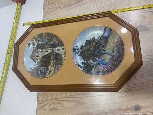 Framed Decorative Plate Display, Rural/Farmhouse Scenes (1 of 4)
