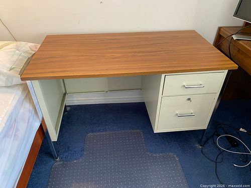 Metal Frame Desk with Laminate Top and Two-Drawer Pedestal (1 of 4)