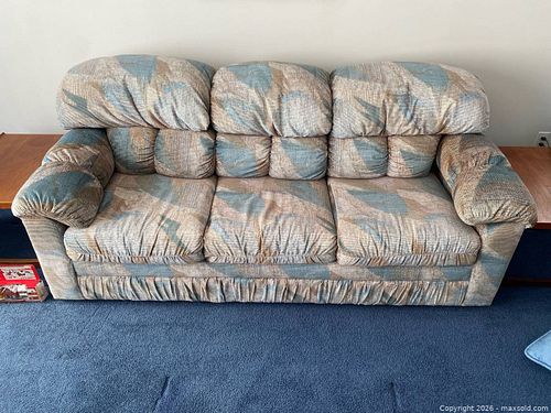 Sears Patterned Fabric 3-Seater Sleeper Sofa, Full/Double Bed (1 of 6)