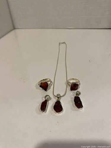 Sterling Silver Boho Jewelry Lot, 5 Pieces — Necklaces, Pendants, Rings (1 of 3)