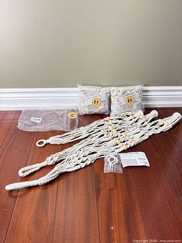 LOT OF Mkono Ivory/Natural Macrame Plant Hanger - 3 Packs of 3.  (1 of 6)