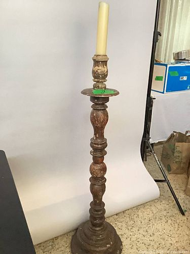 Vintage Wooden Floor Candlestick Candle Holder, 4 ft (1 of 11)