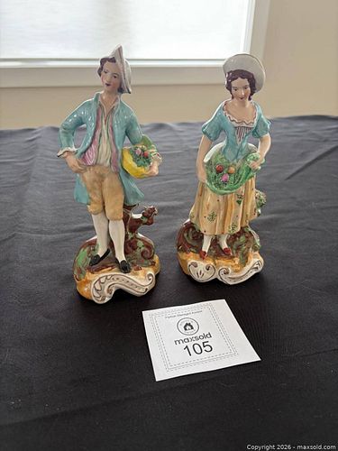 Antique Staffordshire Ware Porcelain Fruit Bearer Figures (1 of 10)
