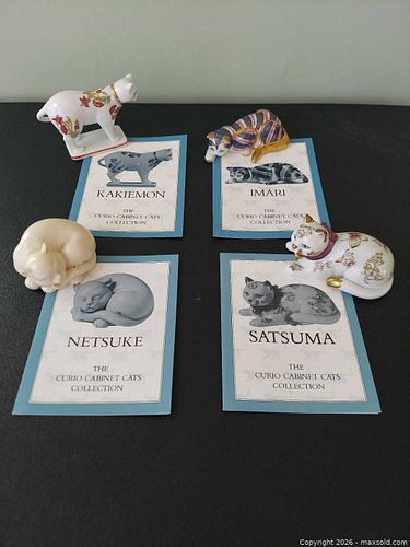 The Franklin Mint Curio Cabinet Cat Collection Figurines Lot - Kakiemon, Imari, Netsuke, Satsuma (1 of 14)