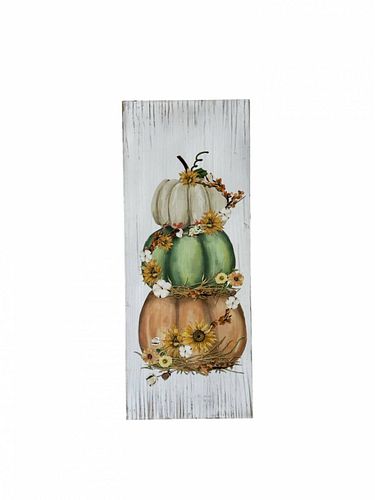 Pumpkins Hanging Sign Large Fall Decor 24"X9.5" Rustic Wood Plaque Wall Art (1 of 2)