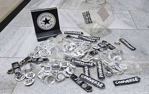 Converse pins+keychain and logo display. (1 of 7)