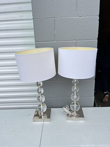 Pair of Table Lamps with E26 Sockets and Clear Cords (1 of 7)