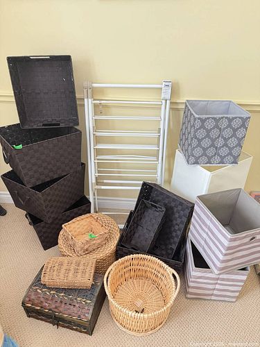 Assorted Storage Cubes, Wicker Baskets & Foldable Drying Rack - Lot B (1 of 10)