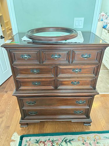 Gibbard Solid Mahogany Dresser / Chest with Round Mirror D (1 of 12)