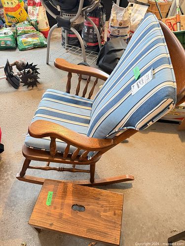 Wooden Spindle-Back Rocking Chair with Matching Footstool A (1 of 10)