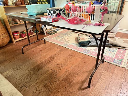 Woodgrain Folding Table, Metal Frame D (1 of 9)