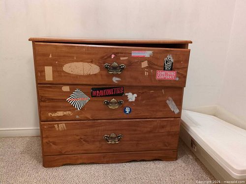 Solid Wood 3-Drawer Dresser with Brass-Tone Pulls (1 of 5)