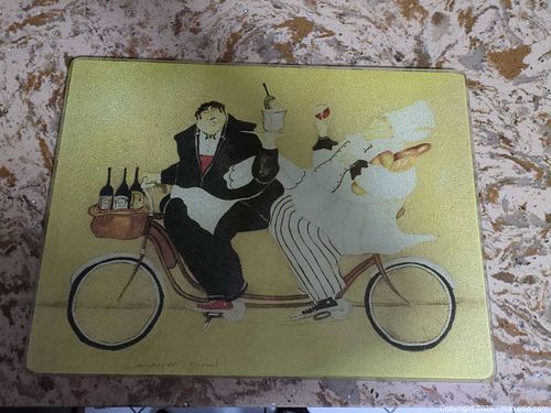 Tempered Glass Cutting Board with Couple on Tandem Bicycle (1 of 3)