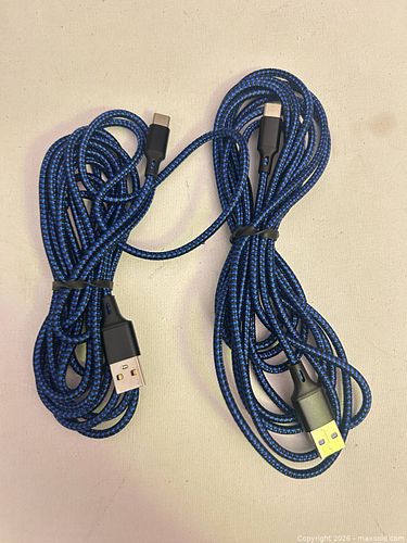 Blue Braided USB-A to USB-C Cable, 10 ft (3 m) - 2 Pack (1 of 3)