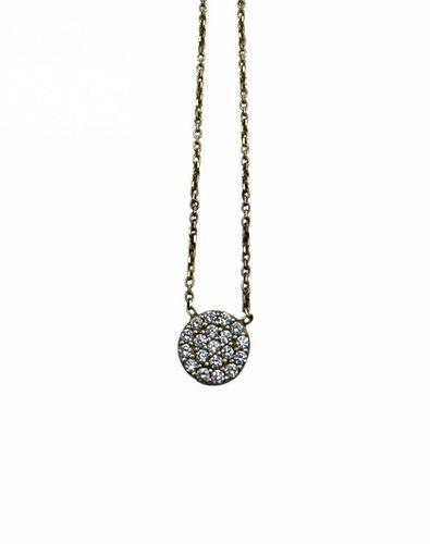 Vintage Gold-Tone Sterling Silver Pavé Disc Pendant Necklace (1 of 3)