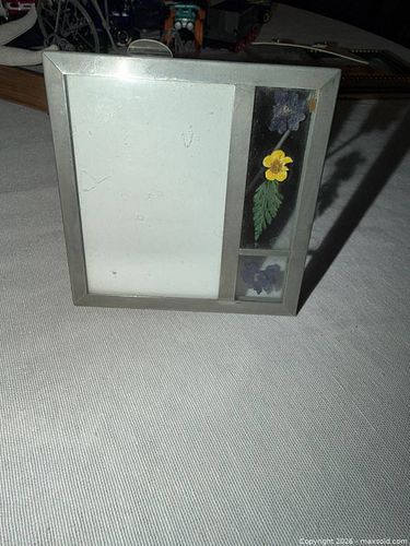 VINTAGE Carr Glass 2.5x3.5 Pewter Picture Frame Pressed Flowers  photo (1 of 3)
