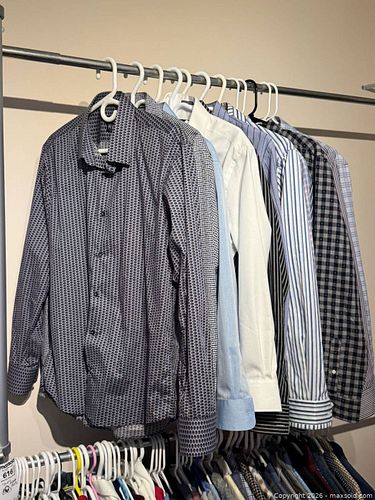 Large lot of Assorted Men’s Clothing - Long Sleeve Casual + Dress Shirts M/L (1 of 15)