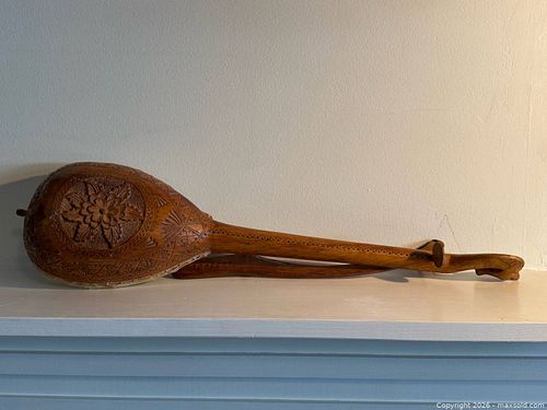 Vintage Albanian Hand Carved Wooden Lahuda Gusle Musical Instrument  (1 of 12)