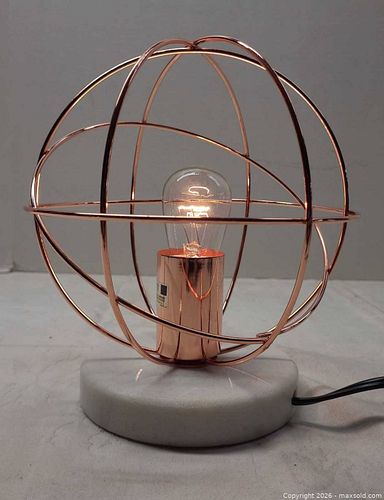 Industrial Marble Base Desk/Table Lamp with Rose Gold Copper Shade (1 of 5)
