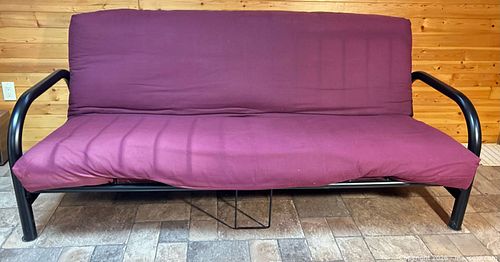 Futon Sofa Bed with Metal Frame, Converts to Bed (1 of 9)