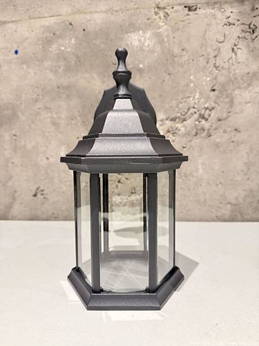Outdoor Wall Lantern, Black Metal & Glass, E26 Socket, 12 in (1 of 7)