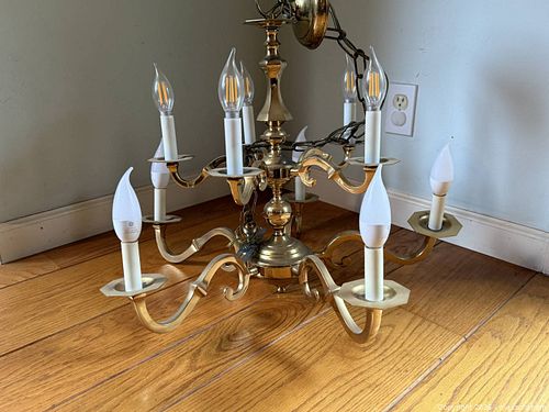 Vintage Large Dutch Style Arm Lights Brass Chandelier Made in Spain  (1 of 5)