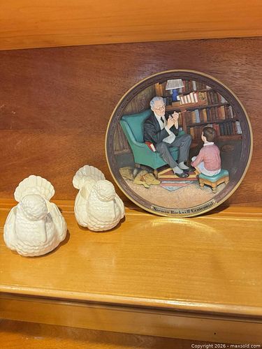 Norman Rockwell Collectible Plate and Ceramic Bird Figurines (1 of 5)