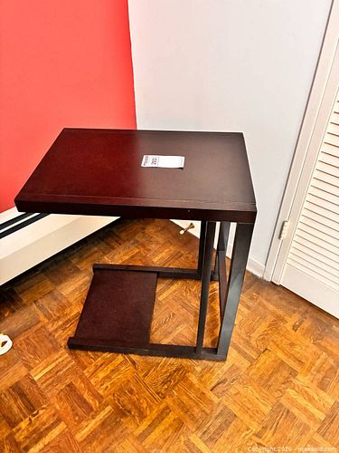 Modern Dark Wood C-Shaped Side Table (1 of 5)