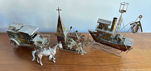 Antique Brass/Bronze/ or Copper Patina Metal Sculpture Lot - music box (1 of 11)