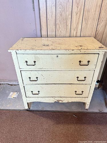 Cream Wood 3-Drawer Dresser with Metal Drop Handles (1 of 10)