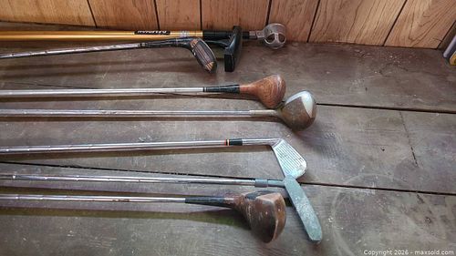 Lot of 4-6 Steel-Shaft Golf Clubs (Driver, Iron, Putter) (1 of 11)