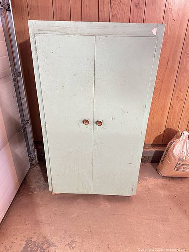 Mint Green Rustic Farmhouse Wooden Double-Door Cabinet (1 of 3)