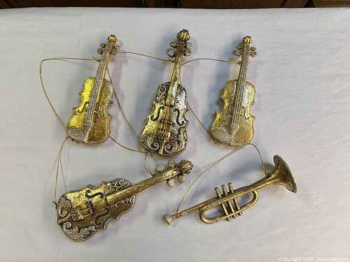 Set of 5 Musical Instrument Christmas Ornaments, Resin/Plastic (1 of 5)