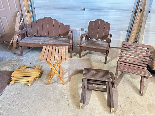 Wood Outdoor Patio Furniture Set with Folding & Adirondack Style (1 of 7)