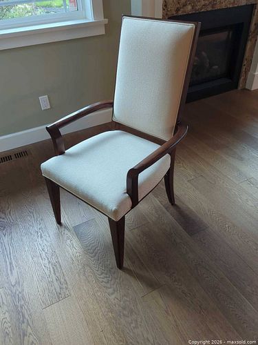 Transitional Cream Upholstered Dining Side Chair with Arms (1 of 12)