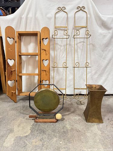 Lot of 5 Rustic Brass, Wood & Metal Decorative Pieces (1 of 5)