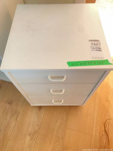 White Plywood 3-Drawer Side Table on Casters (1 of 9)