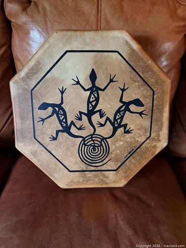 Indigenous-Style ARTBEAT Lizard Drum  (1 of 3)